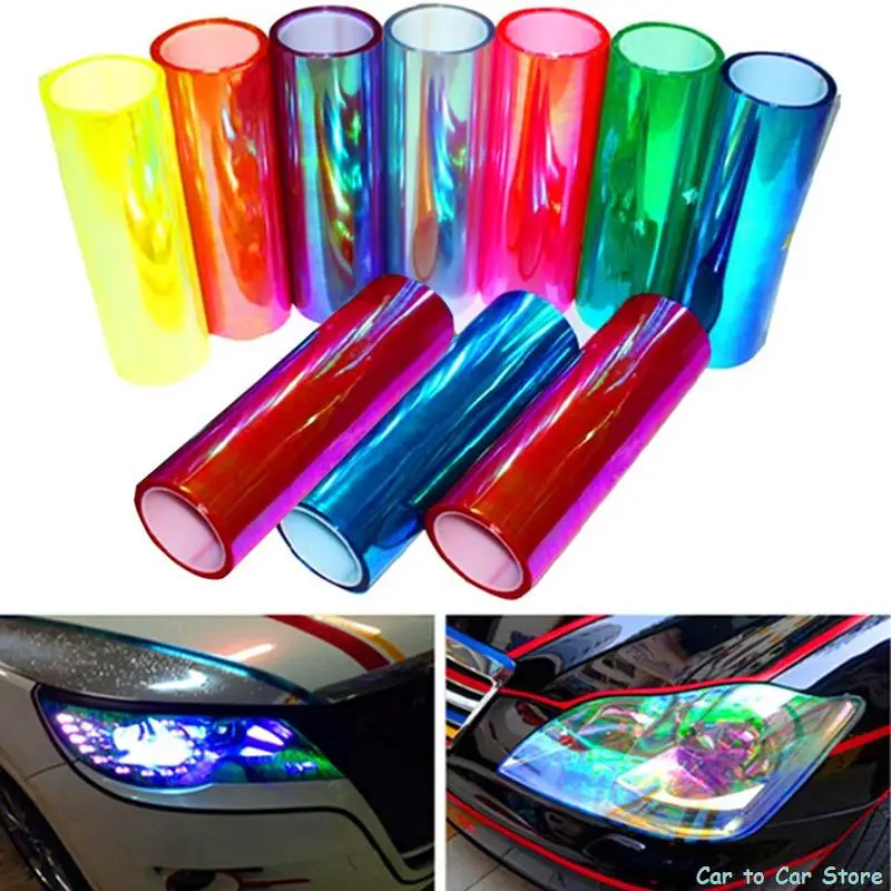 

1pc Car Light Sticker 30*60 cm Film Self-adhesive Fog Lamp Headlight Tail Light Tone Vinyl Color Film Self-Adhesive Sticker