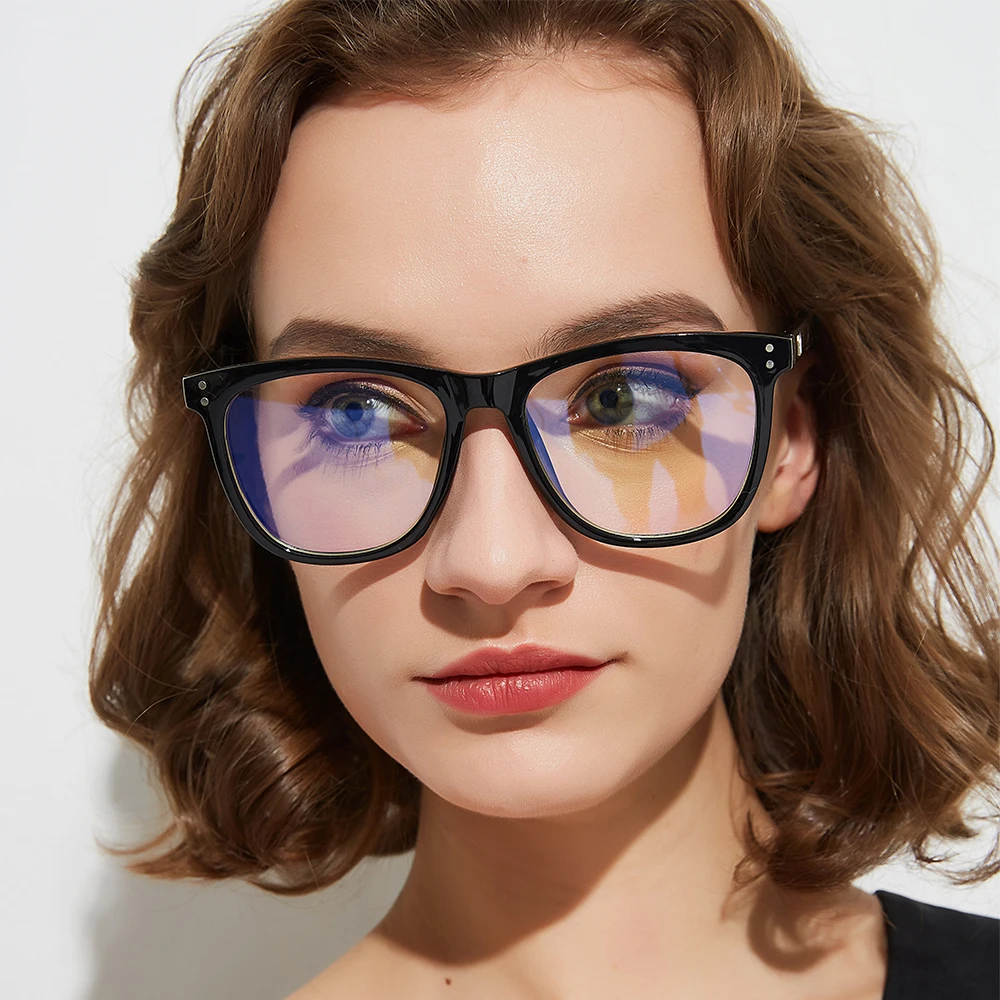 

Women's Eyeglasses With Frame Blue Light Blocking 2021 Trends Cat Eye Horn-rimmed Glasses Clear Square Eyeglasses Geek Black
