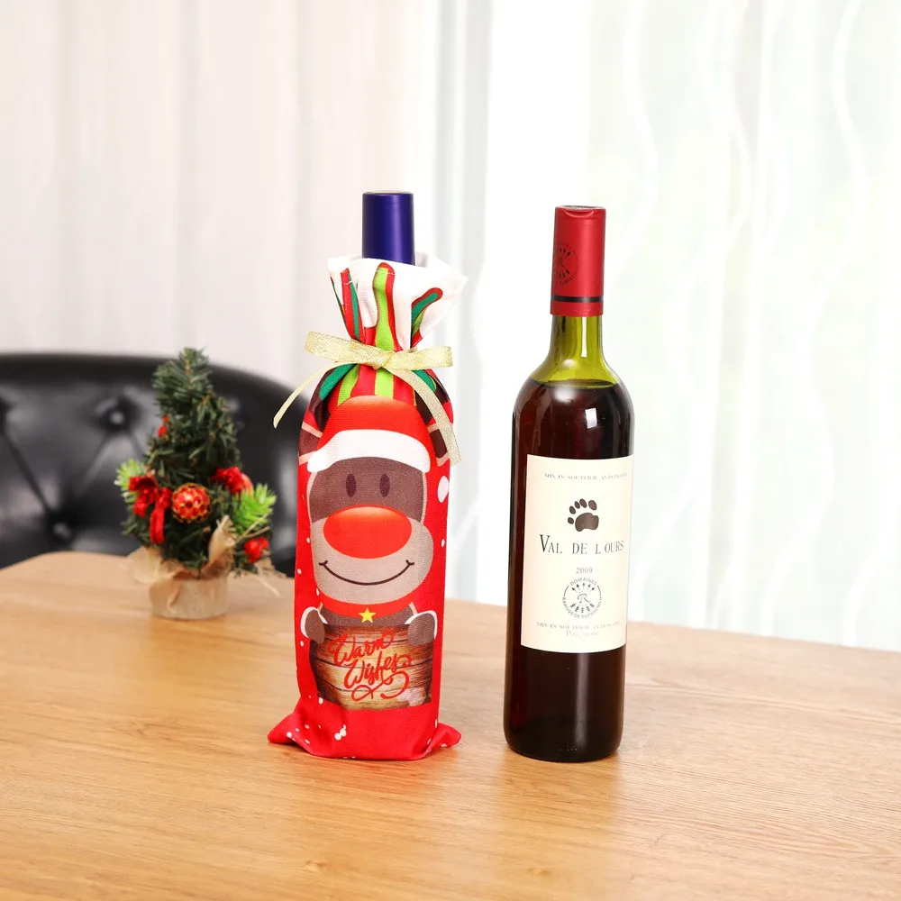 Рождественские украшения для дома пакет для красного вина Detalles De Navidad домашний декор для стола вечерние поставки Рождественская бутылка вина крышка B1