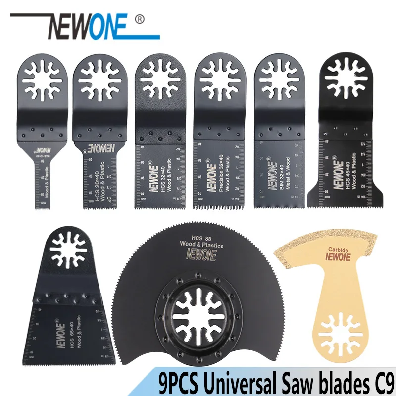 NEWONE 9pcs/set C9 HCS/Japan-tooth/Bi-metal Oscillating Tool Multi-function tool saw blades for wood/metal/plastic/tail cutting