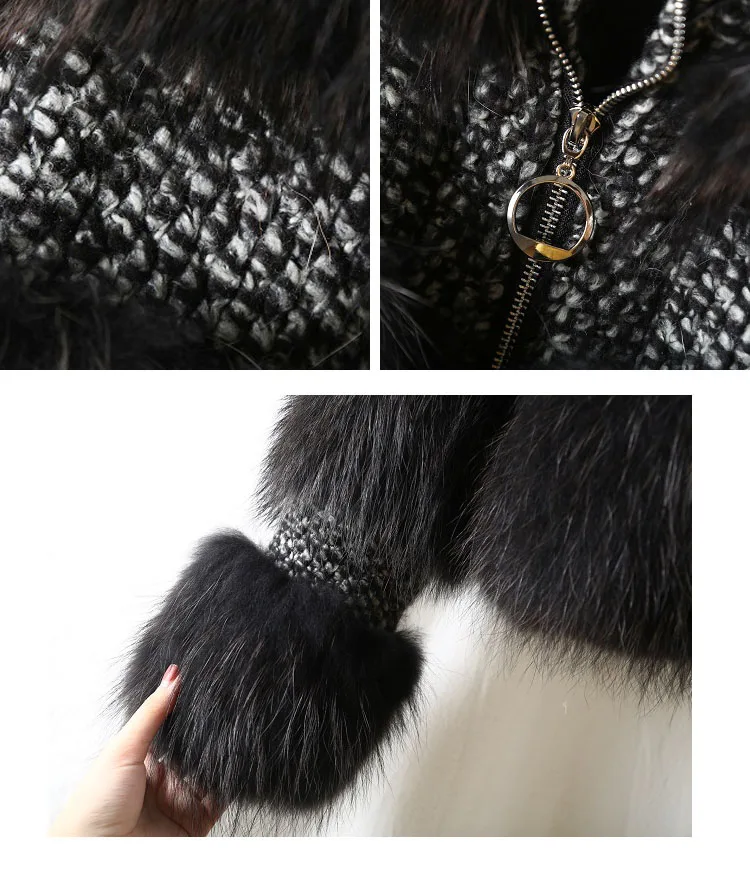 winter jacket women parka real fur coat natural raccoon fur collar woolen coat bomber jacket korean streetwear new