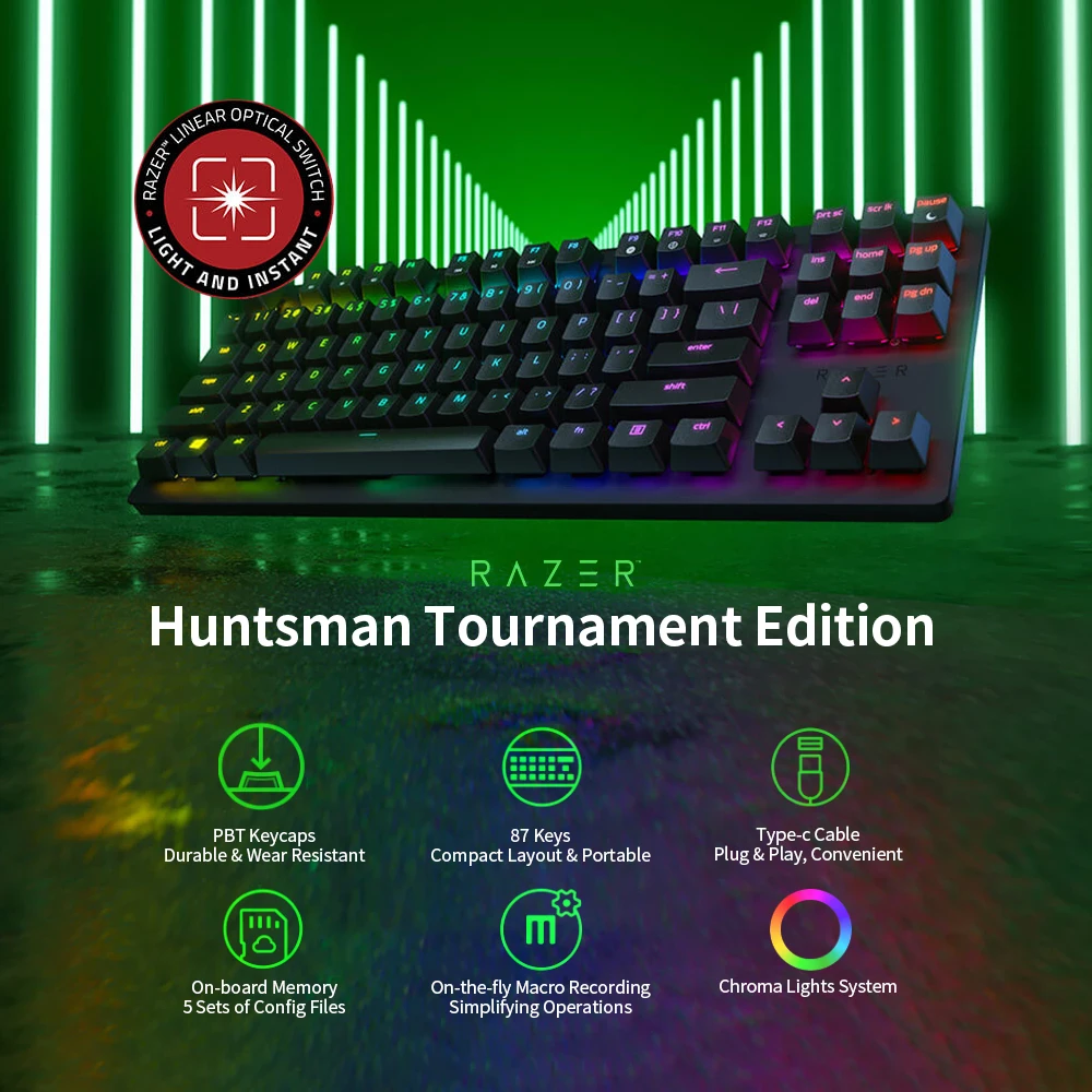 Механическая игровая клавиатура Razer Huntsman Tournament Edition линейный оптический