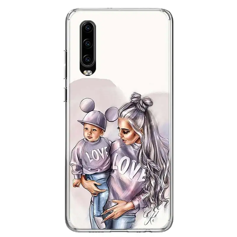 Baby Mom Girls Cover Phone Case For Huawei P30 Lite P20 P40 P50 Mate 40 30 20 10 Pro Luxury Clear Print Shell Coque