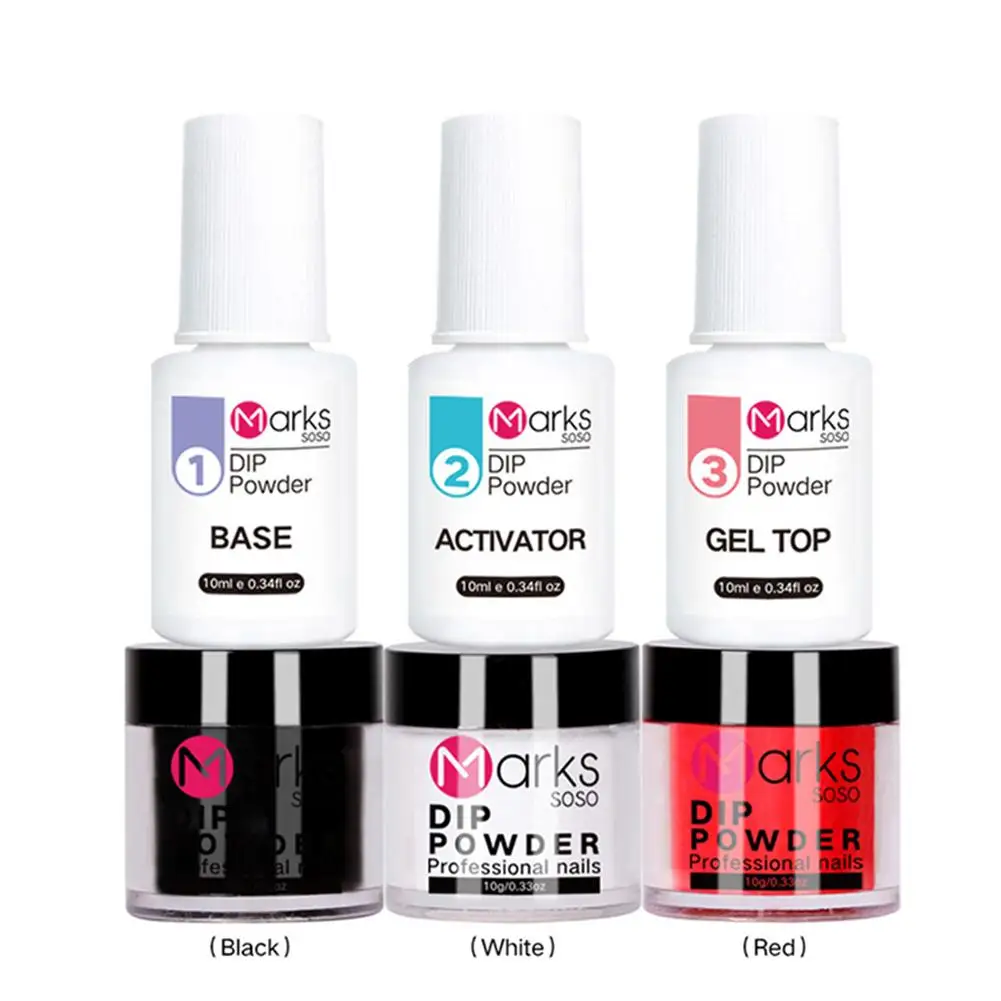 

Dipping Powder Nail Kit Dip Nail Powder Liquid Base Top Coat Activator Natural Dry Without Lamp Dipping Nail Powder