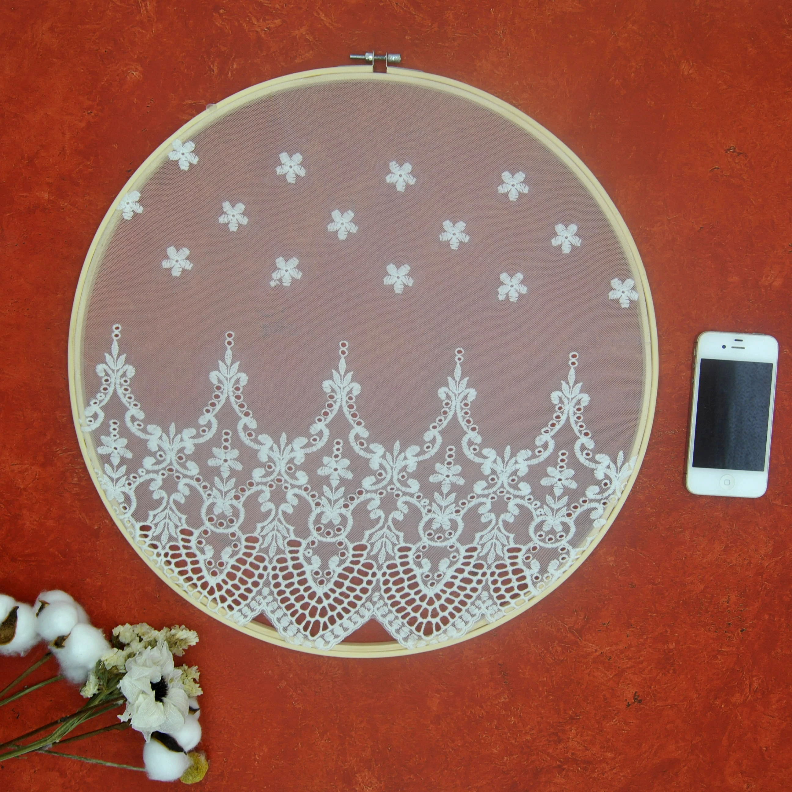 

Nature Round Wall hanging Dream Lace Catcher Wedding Background party decorations palace flower embroidery Decor No.XXHB010