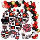 Тематика казино латексные воздушные шары покерные вечерние одноразовые столовые приборы набор игральных карт бумажные тарелки салфетки чашки для Лас-Вегаса магический Декор