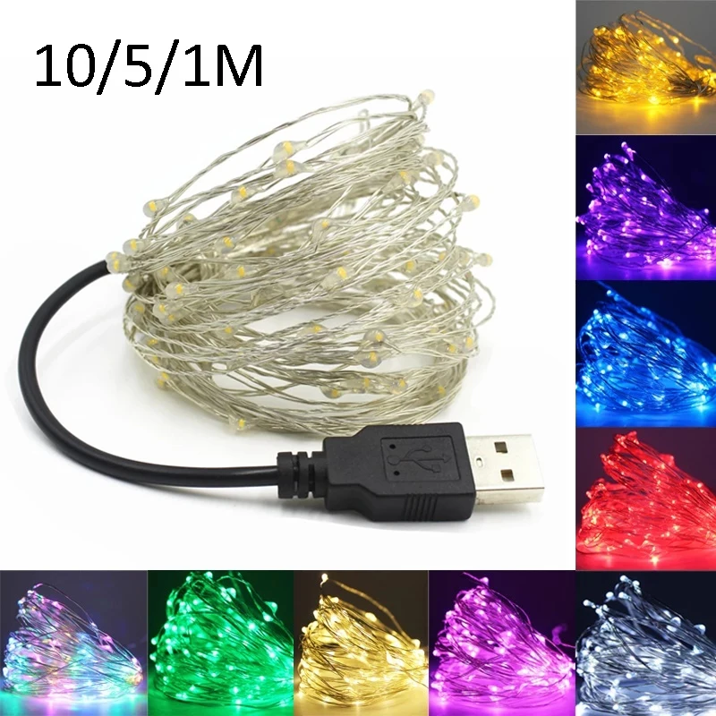 Водонепроницаемая гирлянда из серебристой проволоки 10/5/1 м|Осветительные