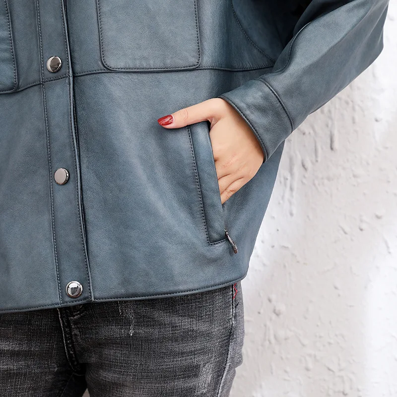 2020 Women Genuine Leather Jacket Motorcycle Short Natural Top Sheepskin Coats Spring Autumn Real Small Leather Jackets