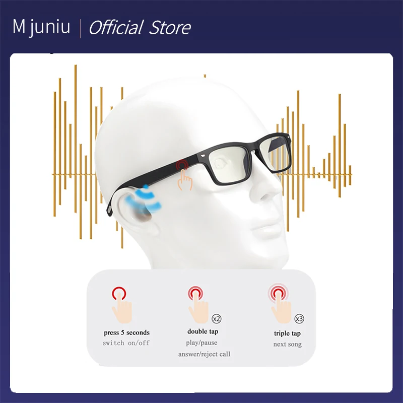 

Mjuniu 2021 New Smart Glasses Wireless Bluetooth 5.0 Hands-Free Calling Music Audio Sport Headset Eyewear Intelligent Eyeglasses