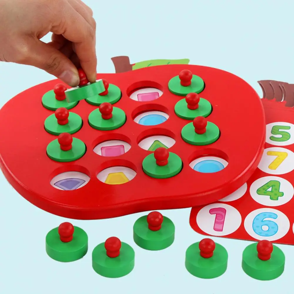 Kids Wooden Apple Memory Matching Chess Game Children Early Educational Toy | Montessori