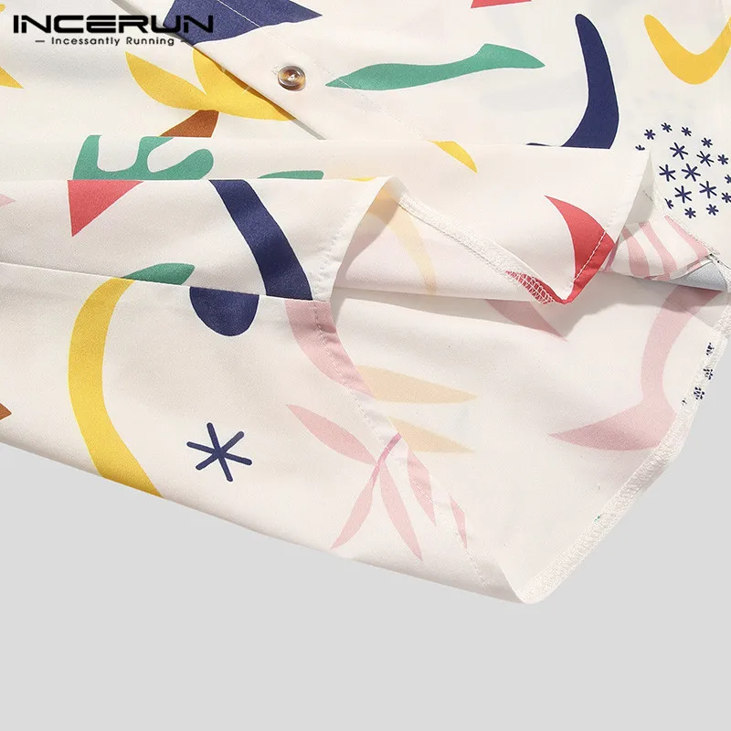 

2021 Summer Vacation Floral Camisa INCERUN Men Printed Short Sleeve Shirts Man Casual Button Breathable Shirts Streetwear S-5XL