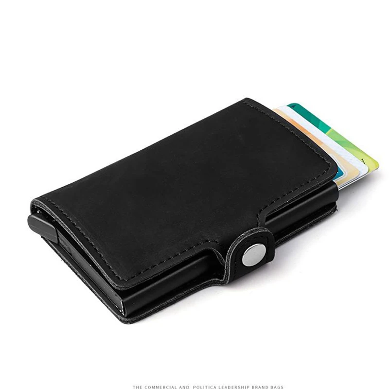 Hasp мужской держатель для кредитных карт RFID Блокировка PU кожа Автоматический Бизнес ID держатель карты Алюминий Металл мужской кошелек-сумочка для карт