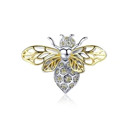 

Hot Sale Bee Charm 925 Sterling Silver Crystal Bee Insect Beads fit for Bracelets Original Authentic Silver Jewelry