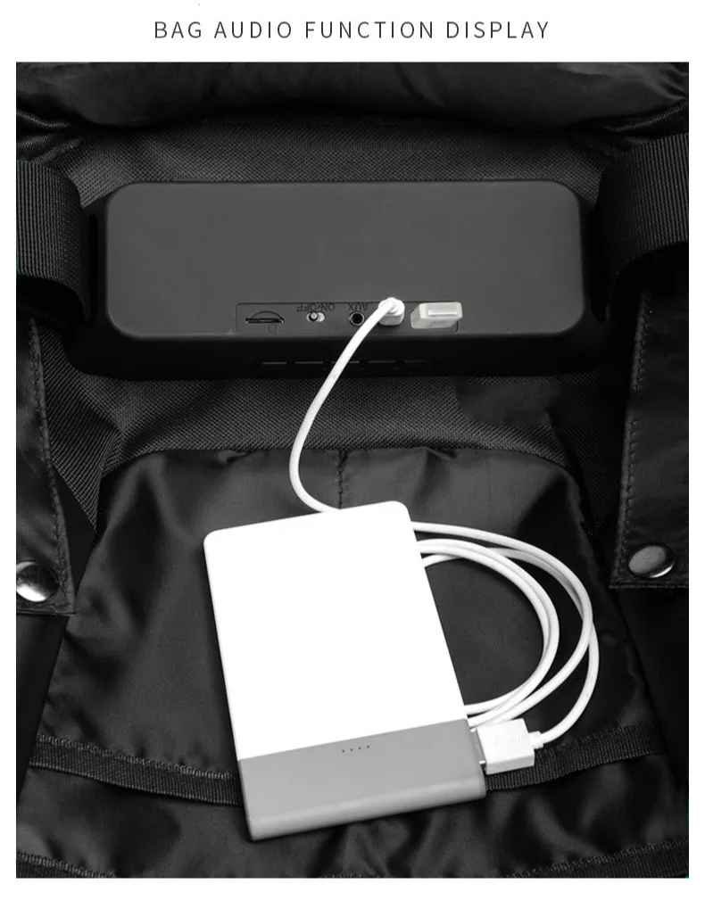 Fashion Man Backpack 15.6 Inch Laptop USB Charging Bluetooth Speaker Male Bags Recharging Multi-layer Space Travel Anti-thief
