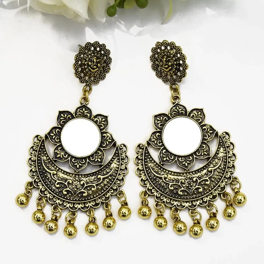 Болливуд окисленные этнические цветные афганские серьги колокольчики с