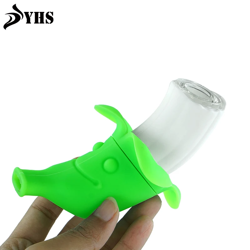 

Силиконовая дымовая трубка в стиле банана, ручная трубка со стеклянной чашей, табак для аксессуаров травяная сигарета