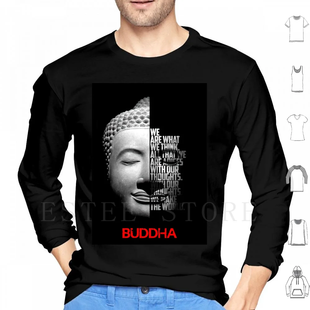 

Black And White Buddha Quote Poster Hoodie Long Sleeve Buddha Buddhism Religian Inspirational Motivational Buddha Quotes