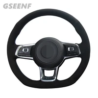 car steering wheel cover for volkswagen vw golf 7 gti golf r mk7 vw polo gti scirocco 2015 2016 black hand stitched suede