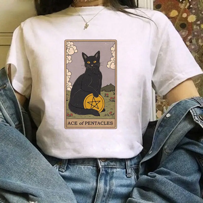 Футболка женская с графическим принтом Таро модная Милая Повседневная рубашка