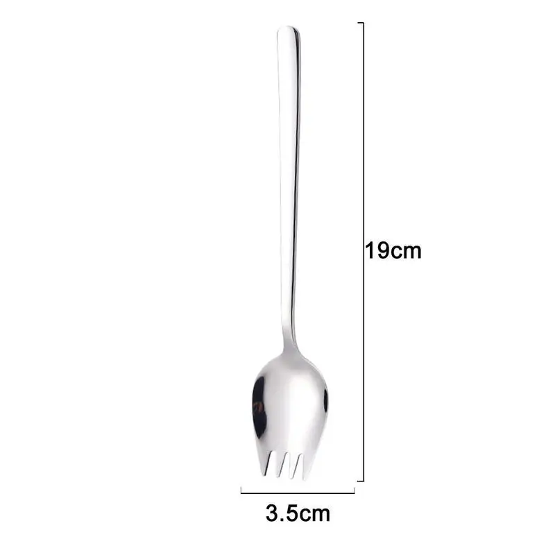 

Long Handle Spoon Fork Multi-purpose Salad Spoon Spork Steel Dessert Picnic Kitchen Dinnerware Spoons C0S7