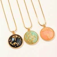 crystal gold leaf love round necklace cute pendant necklace snake chain choker clavicle chain women jewelry girl gift