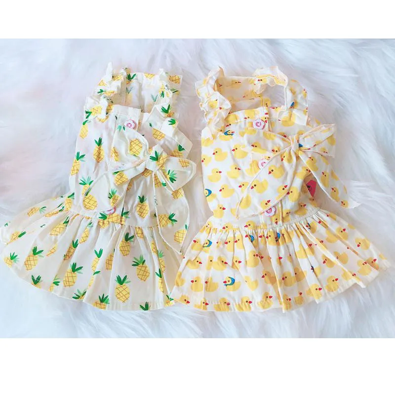 Платье для девочек с фруктовым принтом летняя одежда домашних животных на
