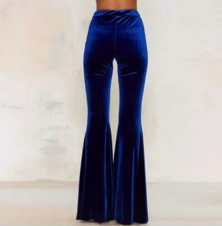 Женские Модные бархатные брюки с высокой талией эластичные блестящие