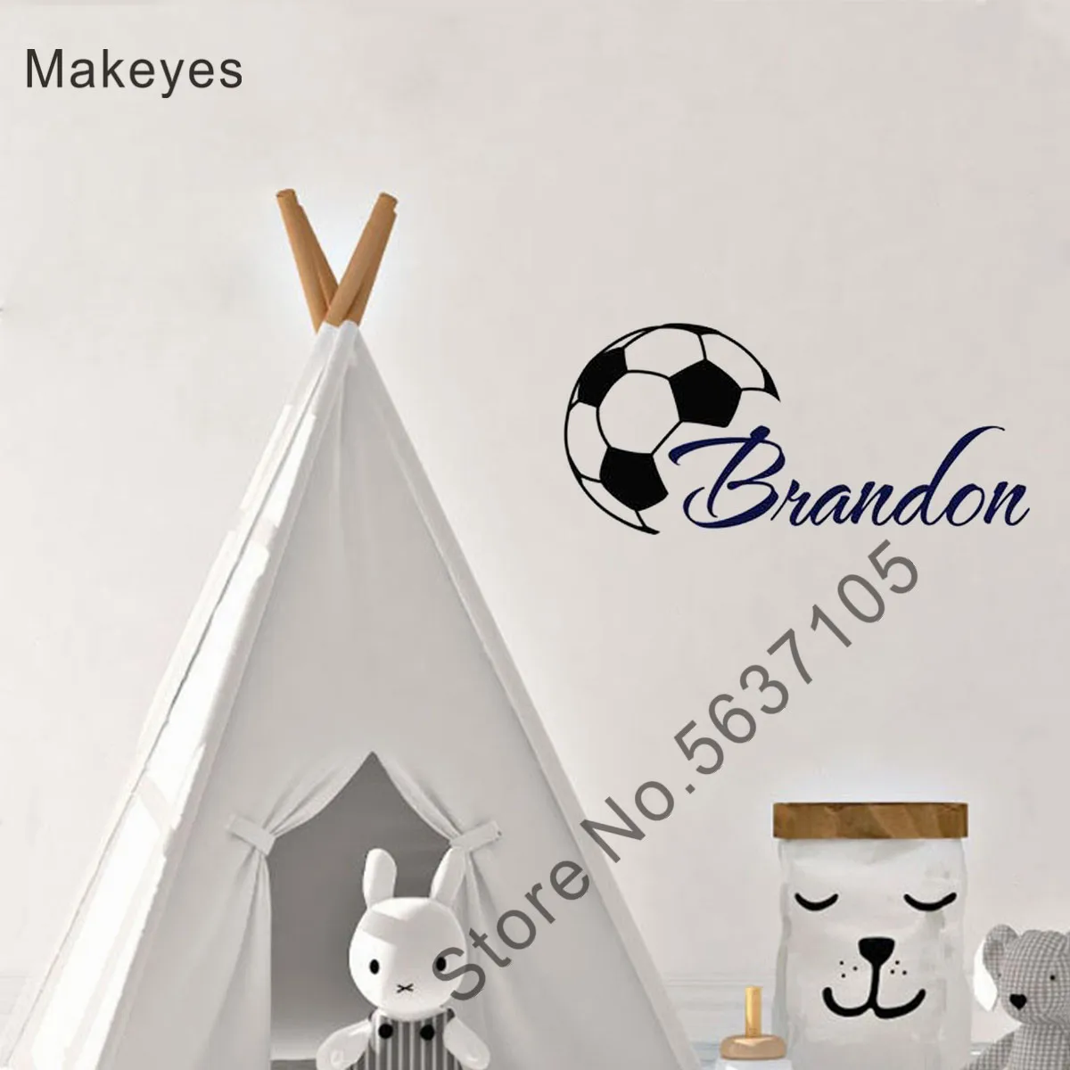 Makeyes Soccer Наклейка на стену футбольный мяч индивидуальные имена детской спальни