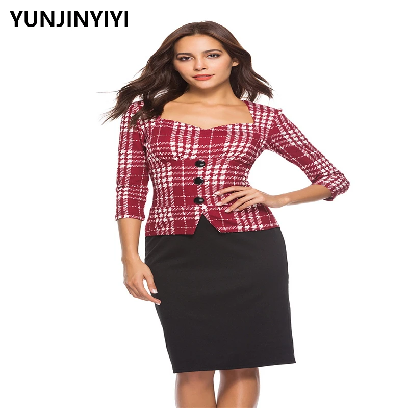 2019New женское весенне осеннее платье из искусственного двух частей женские