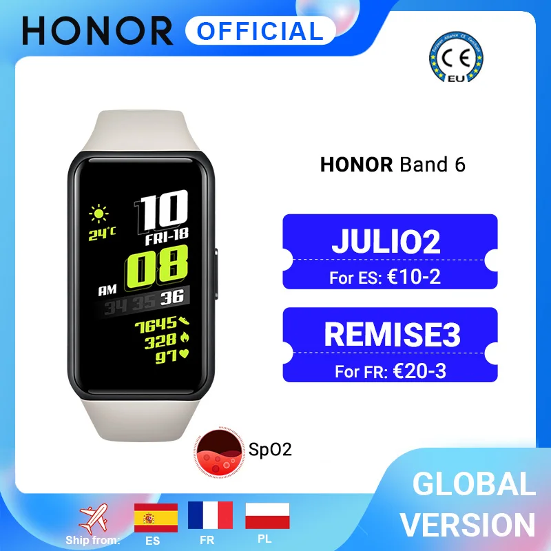 Смарт браслет HONOR Band 6 с AMOLED экраном 1 47 дюйма Bluetooth 5 0 Пульсометром|Смарт-браслеты| |