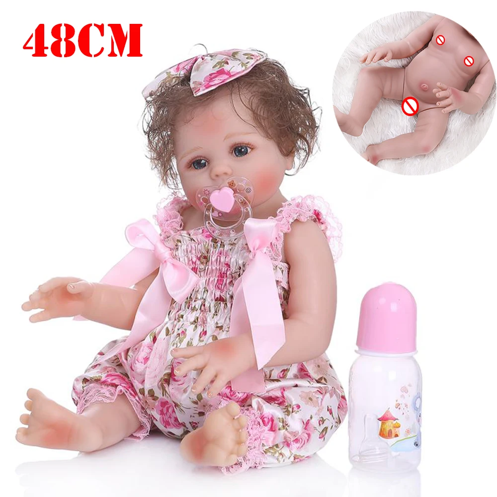 48 см bebe кукла для новорожденных ручная работа полностью силиконовая малышей Bonecas