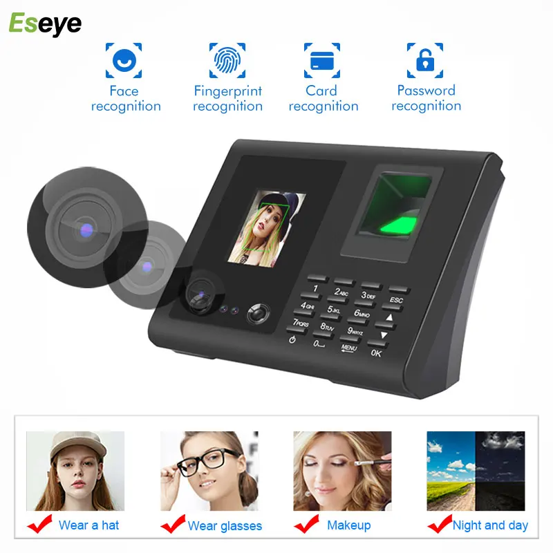 Eseye Face Recognition Fingerprint Access Control Biometric Attendance System Time Clock Employee Office Machine | Безопасность и