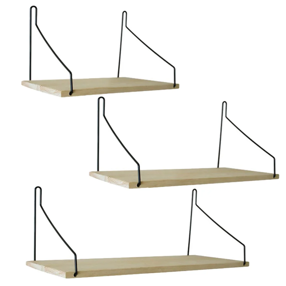 

3 Pcs Wall Mounted Storage Racks Practical Storage Shelf Wooden Storage Holders