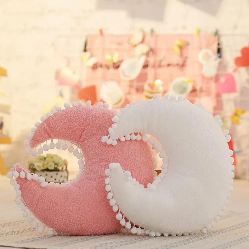 

Cloud Plush Pillow Pink White Stuffed Soft Star Throw Pillow Moon Stuffed Cushion Baby Kids Pillow Sofa Home Decor Girls Pillow