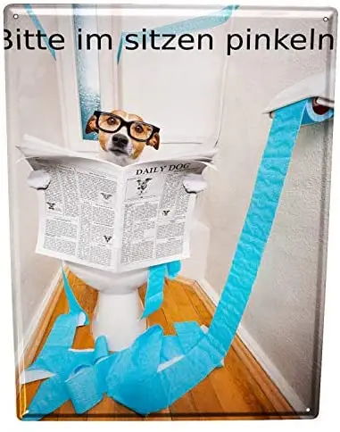 

Tin Sign Metal Plate Decorative Sign Home Decor Plaques Fun Kitchen Dog Toilet