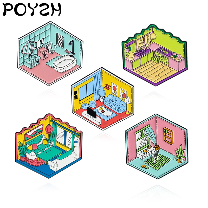 Творческие эмалевые значки для кухни ванной гостиной кабинета спальни маленькие