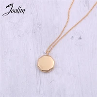 joolim jewelry pvd gold finish symple polygon pendant necklace stylish stainless steel necklace