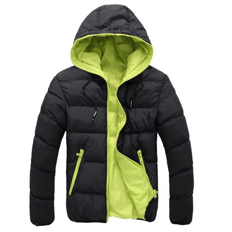 

2020 Of Men Casual Hooded Parka Winter Men Fashion Patchwork Cotton Slim Fit Coat Thick Warm Homme's Parka Zipper Jacket Solid