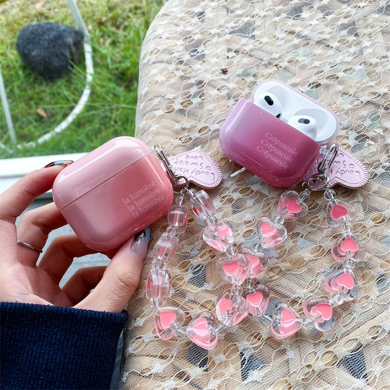 

Pink Purple Hearts Chains 2021 AirPods 3 Case Apple AirPods 2 Case Cover AirPods Pro Case IPhone Earbuds Accessories AirPod Case