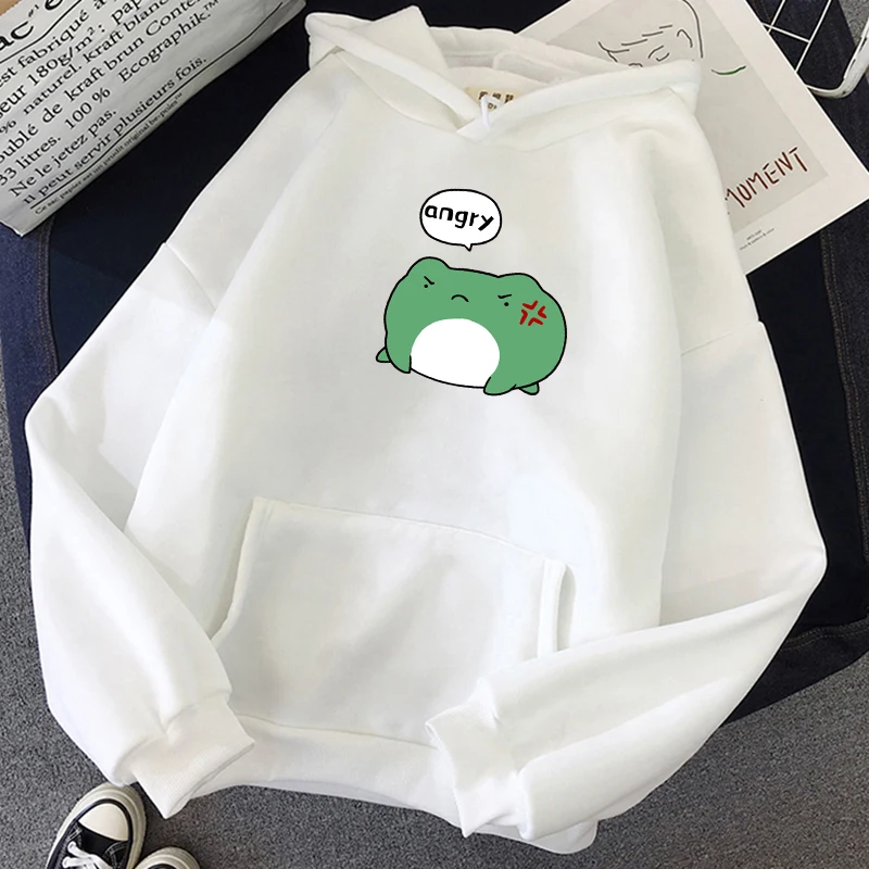 

Winter Angry Frog Hoodies Unisex Oversized Sweatshirt Women Cool Fashion Casual Hooded Print Hooded Harajuku Hip Hop Female Tops