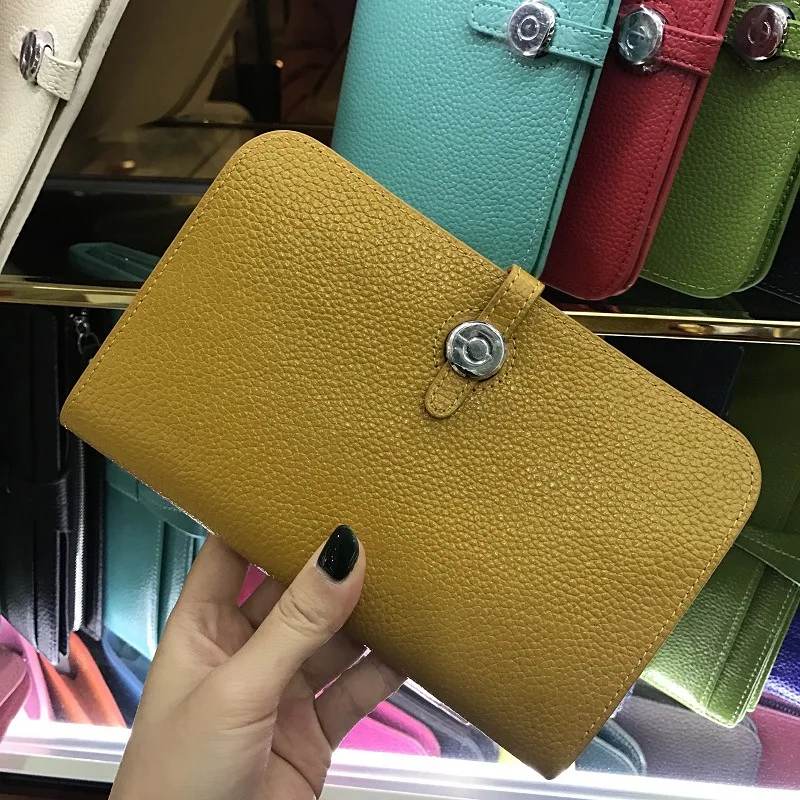 Yellow Лидер продаж, женские кошельки, модные кошельки из зернистой воловьей кожи с зернистой текстурой личи, кошелек на молнии, высокое качество, женские кошельки и кошельки, сумка - Color: Yellow