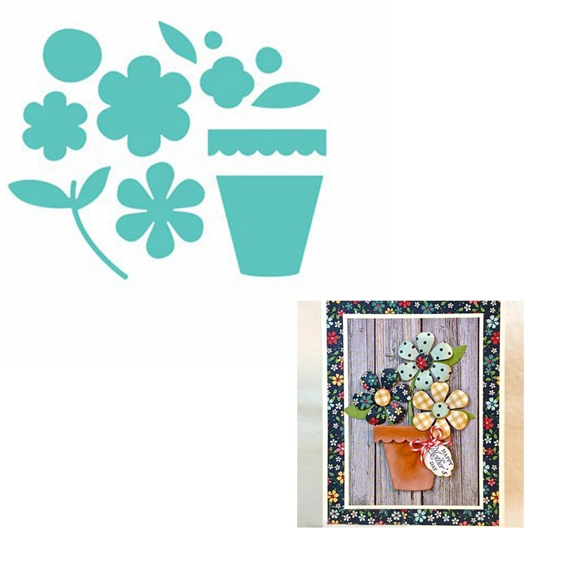 Трафарет для скрапбукинга лист ваза металлические режущие штампы альбом ремесло