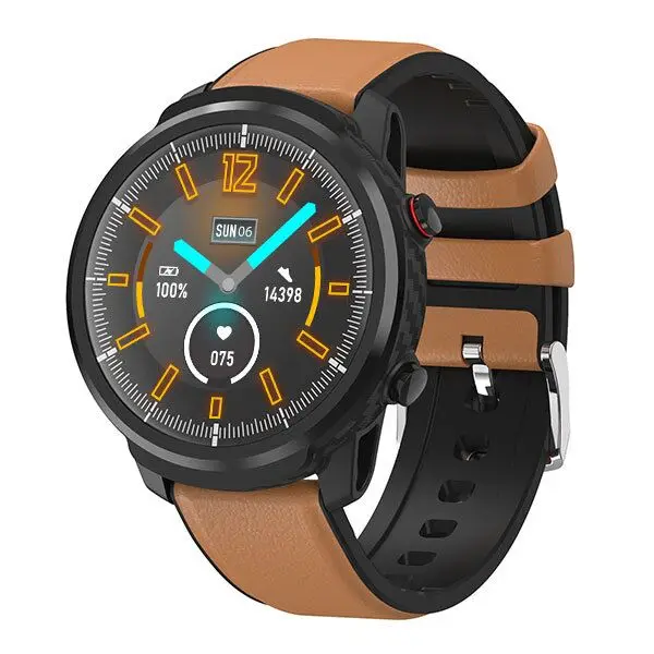 leather strap Tan Новинка, L3, полный сенсорный смарт-часы для мужчин и женщин, спортивный фитнес-трекер, монитор сердечного ритма, несколько видов спорта, умные часы для IOS, Android - Цвет: leather strap Tan