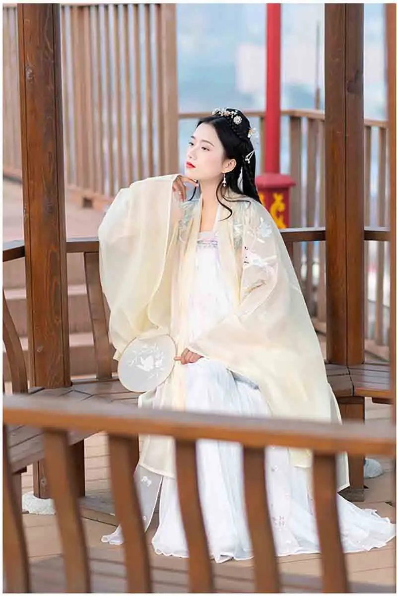 Женское пальто Hanfu Deluxe древнее китайское винтажное желтое нарядное платье