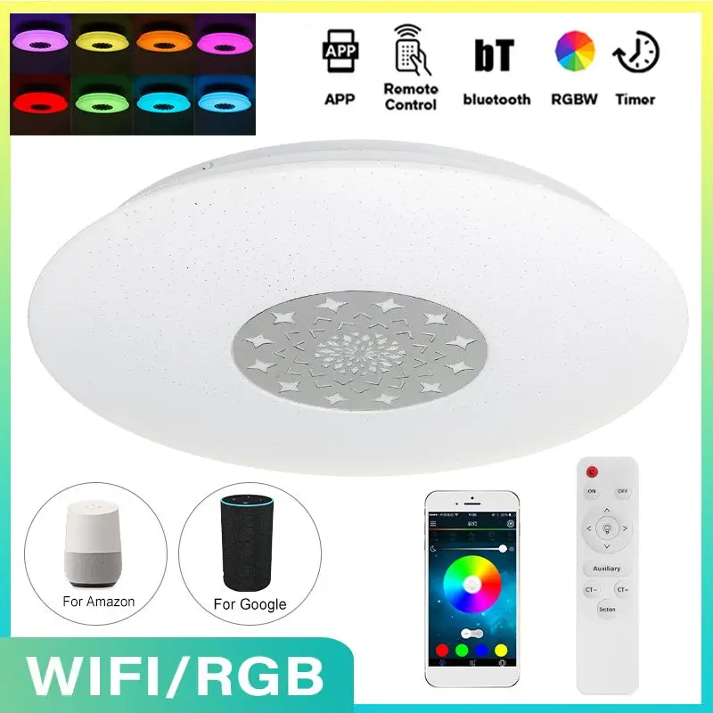 

WiFi APP Intelligent Audio Control Modern RGB Dimming LED Ceiling Light bluetooth Music Light Home Bedroom Smart Ceiling Lamp