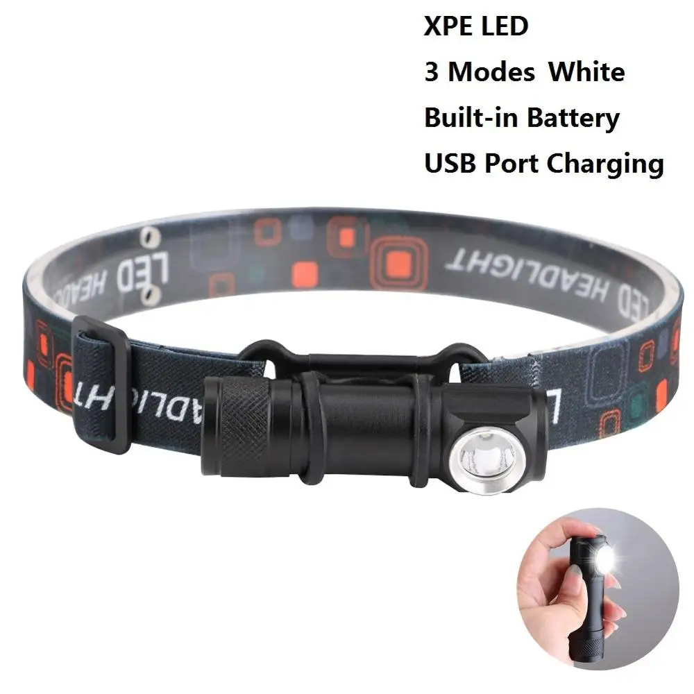 XPE USB Перезаряжаемые головной светильник светодиодный вспышка светильник налобный фонарь Портативный светодиодный налобный фонарь с 3 режимами Магнитный рабочий светильник для ночной рыбалки - Испускаемый цвет: XPE
