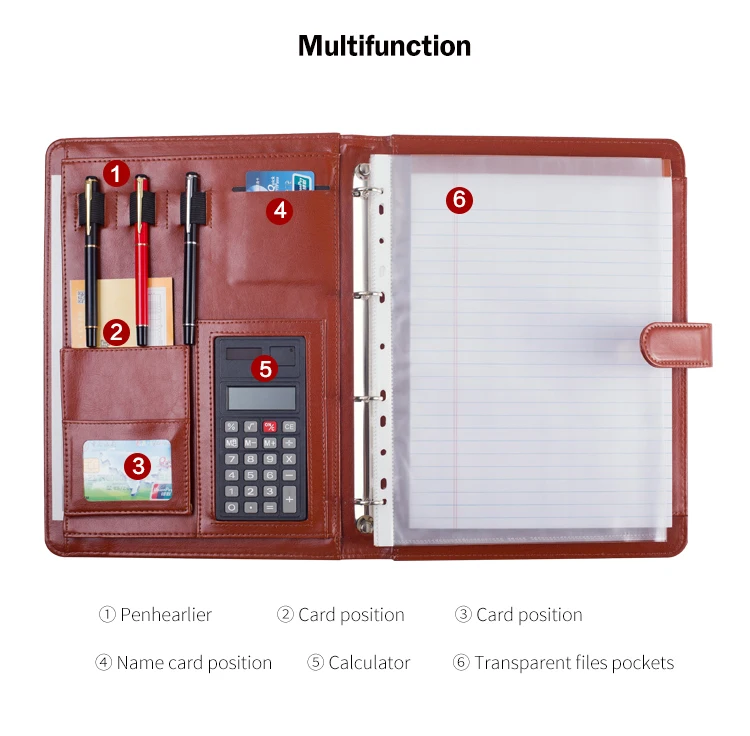 Папка для документов A4 с 4 кольцами органайзер из искусственной кожи папка |