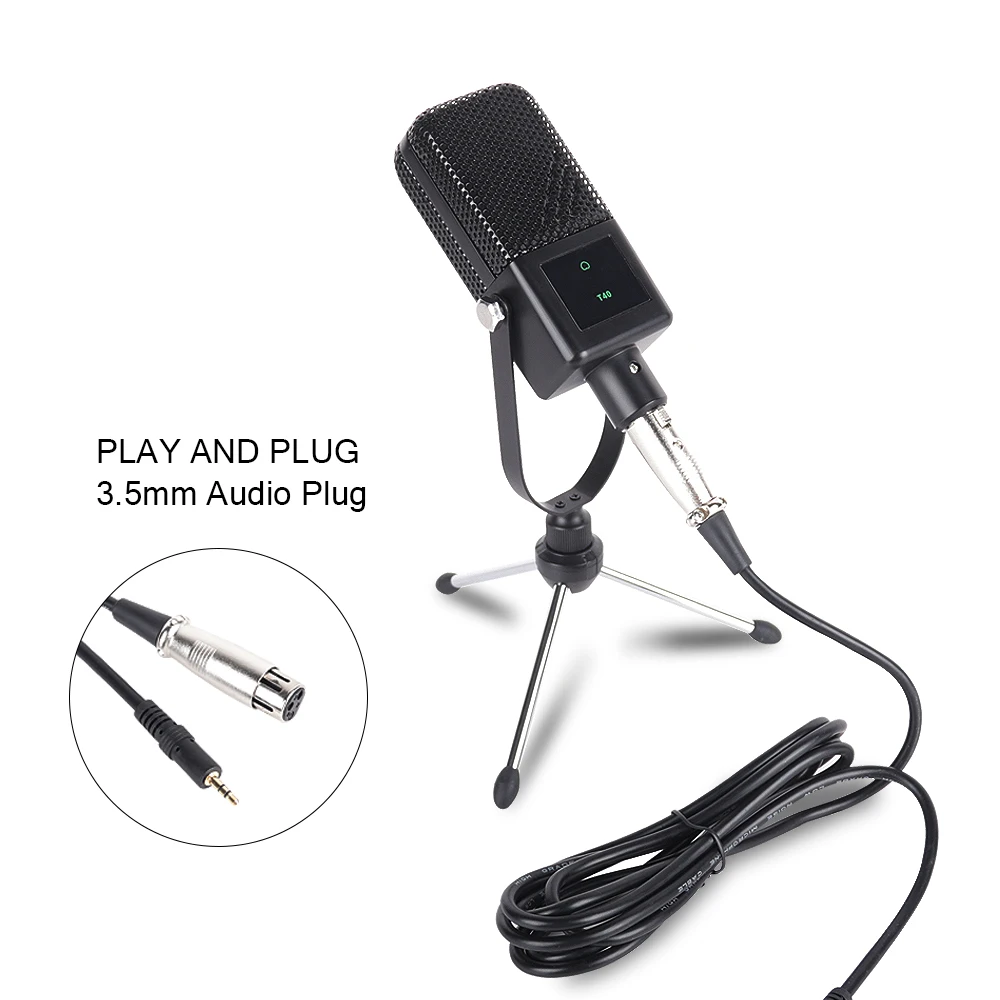 XTUGA конденсаторный микрофон 3 5 мм Jack Plug and Play с мини штативом подставка