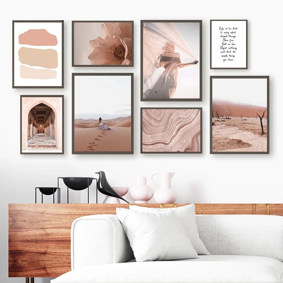 

Desert Girl Sand Texture Flower Mosque Wall Art Canvas Painting Nordic Posters And Prints Wall Pictures For Living Room Decor