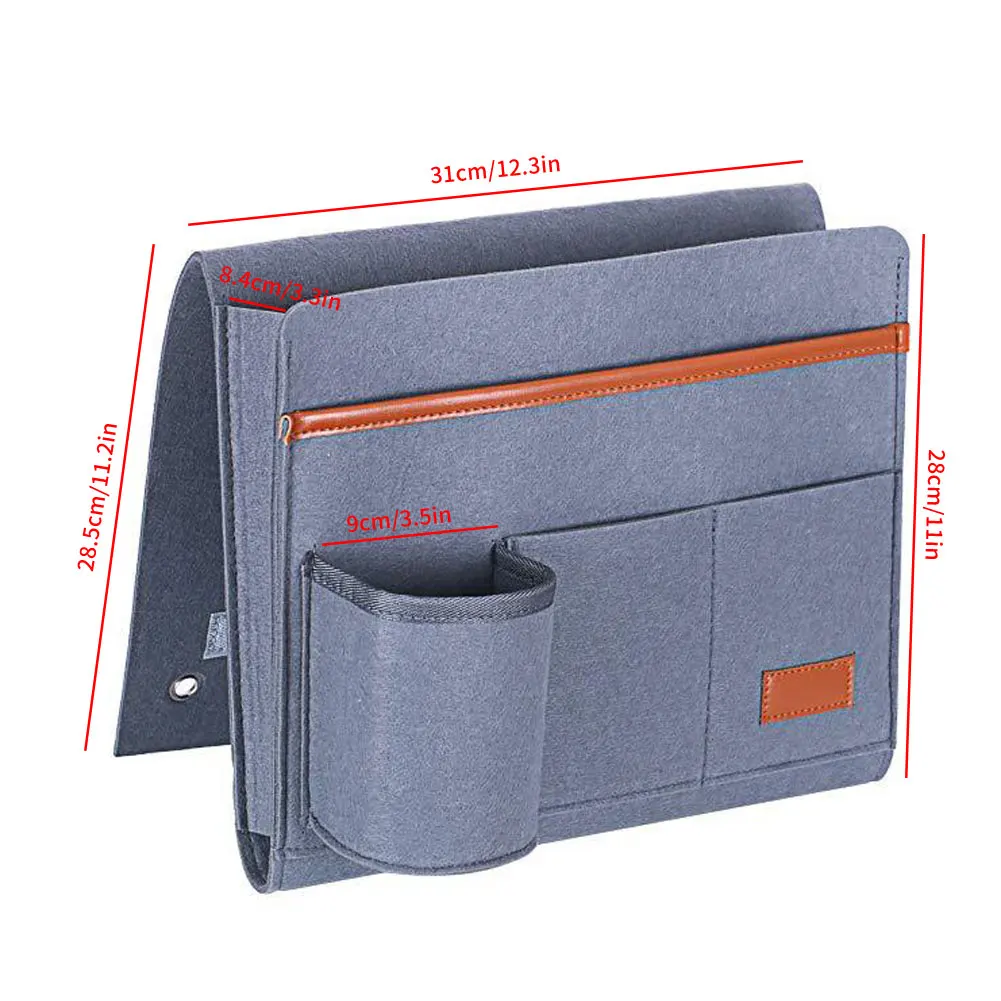 

Remote Control Hanging Caddy Bedside Couch Storage Organizer Bed Holder Pockets Felt Pocket Sofa Organizer Pockets Book Holder